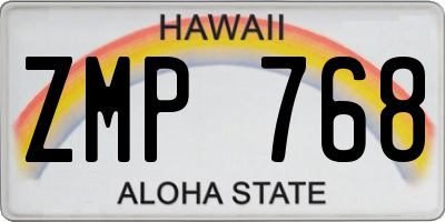 HI license plate ZMP768