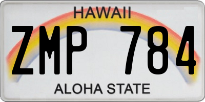 HI license plate ZMP784