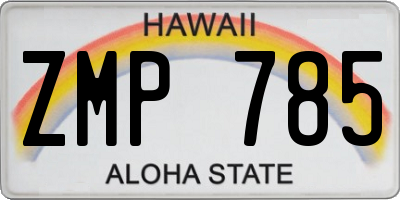 HI license plate ZMP785