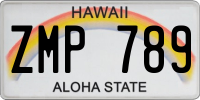 HI license plate ZMP789