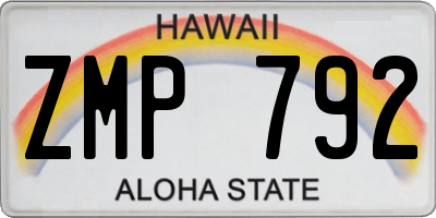 HI license plate ZMP792