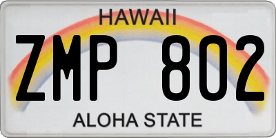 HI license plate ZMP802