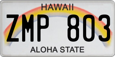 HI license plate ZMP803