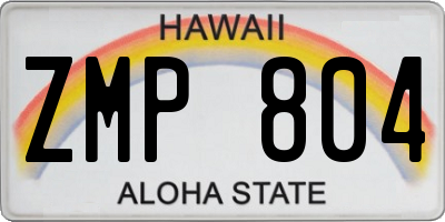 HI license plate ZMP804