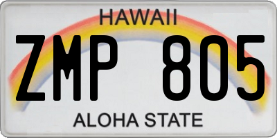 HI license plate ZMP805