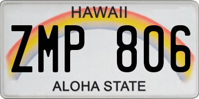 HI license plate ZMP806