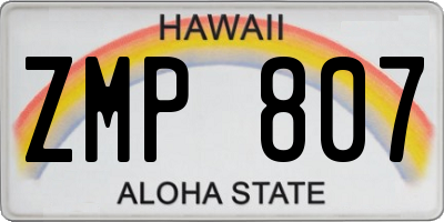 HI license plate ZMP807
