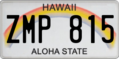 HI license plate ZMP815