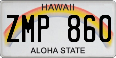 HI license plate ZMP860