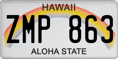 HI license plate ZMP863