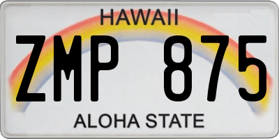 HI license plate ZMP875