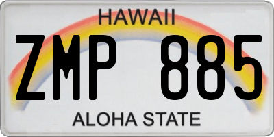 HI license plate ZMP885