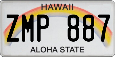 HI license plate ZMP887