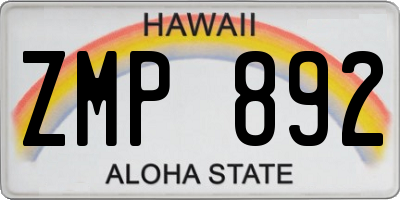 HI license plate ZMP892