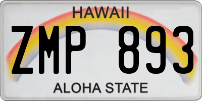 HI license plate ZMP893