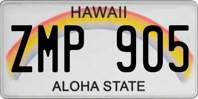 HI license plate ZMP905
