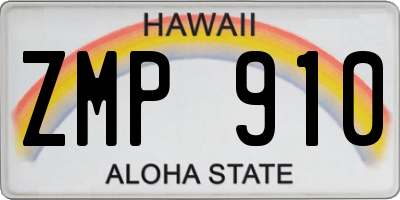 HI license plate ZMP910