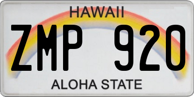 HI license plate ZMP920