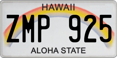 HI license plate ZMP925