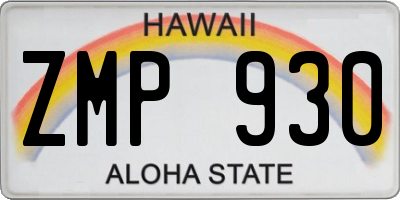 HI license plate ZMP930