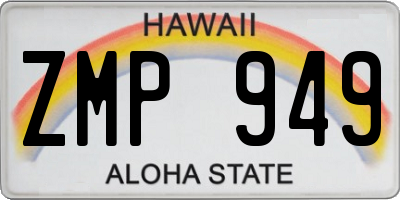 HI license plate ZMP949