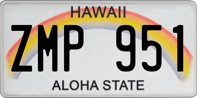 HI license plate ZMP951