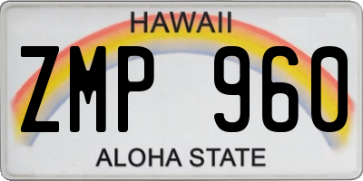 HI license plate ZMP960