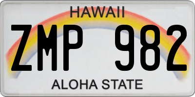HI license plate ZMP982
