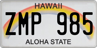 HI license plate ZMP985