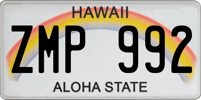 HI license plate ZMP992