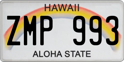 HI license plate ZMP993