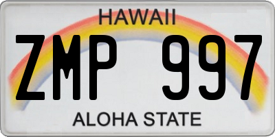HI license plate ZMP997