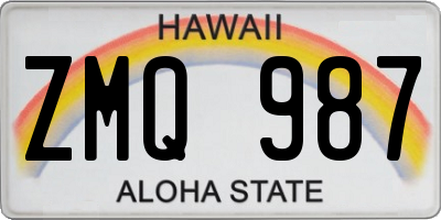 HI license plate ZMQ987