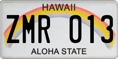 HI license plate ZMR013