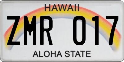HI license plate ZMR017