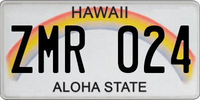 HI license plate ZMR024
