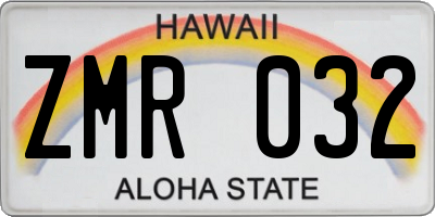 HI license plate ZMR032