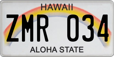 HI license plate ZMR034