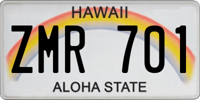 HI license plate ZMR701