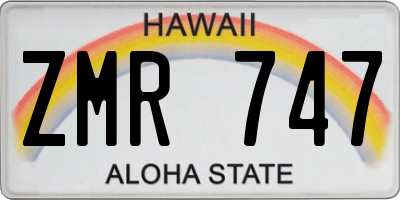 HI license plate ZMR747