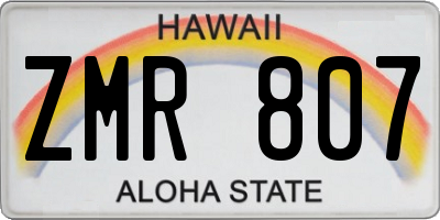 HI license plate ZMR807