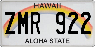 HI license plate ZMR922