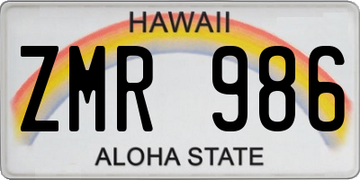 HI license plate ZMR986