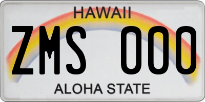 HI license plate ZMS000