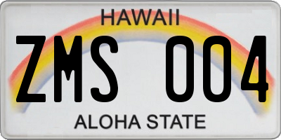 HI license plate ZMS004