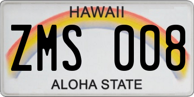 HI license plate ZMS008