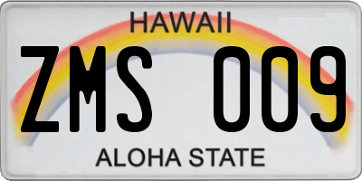HI license plate ZMS009