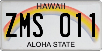 HI license plate ZMS011