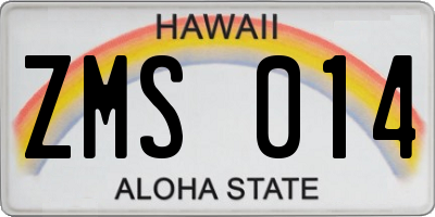 HI license plate ZMS014