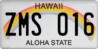 HI license plate ZMS016